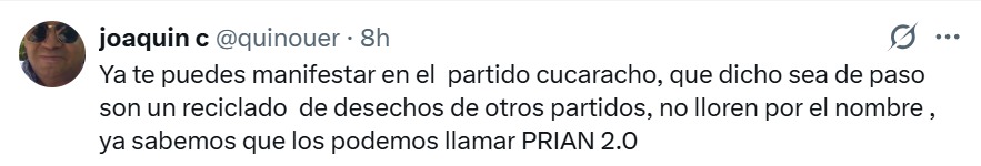 manifestar en el aprtido cucaracho