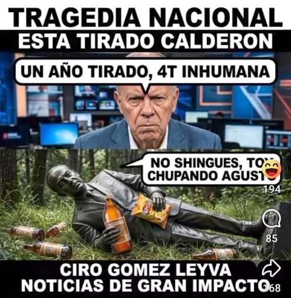 Memes de la estatua de Calderón tirada