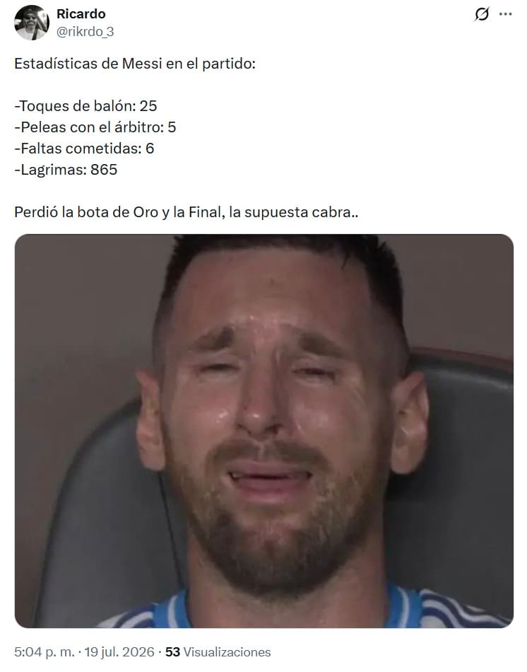 Redes tunden a Messi tras derrota de Argentina