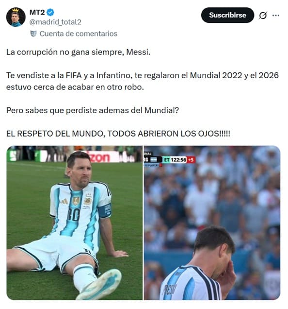 Redes tunden a Messi tras derrota en el Mundial