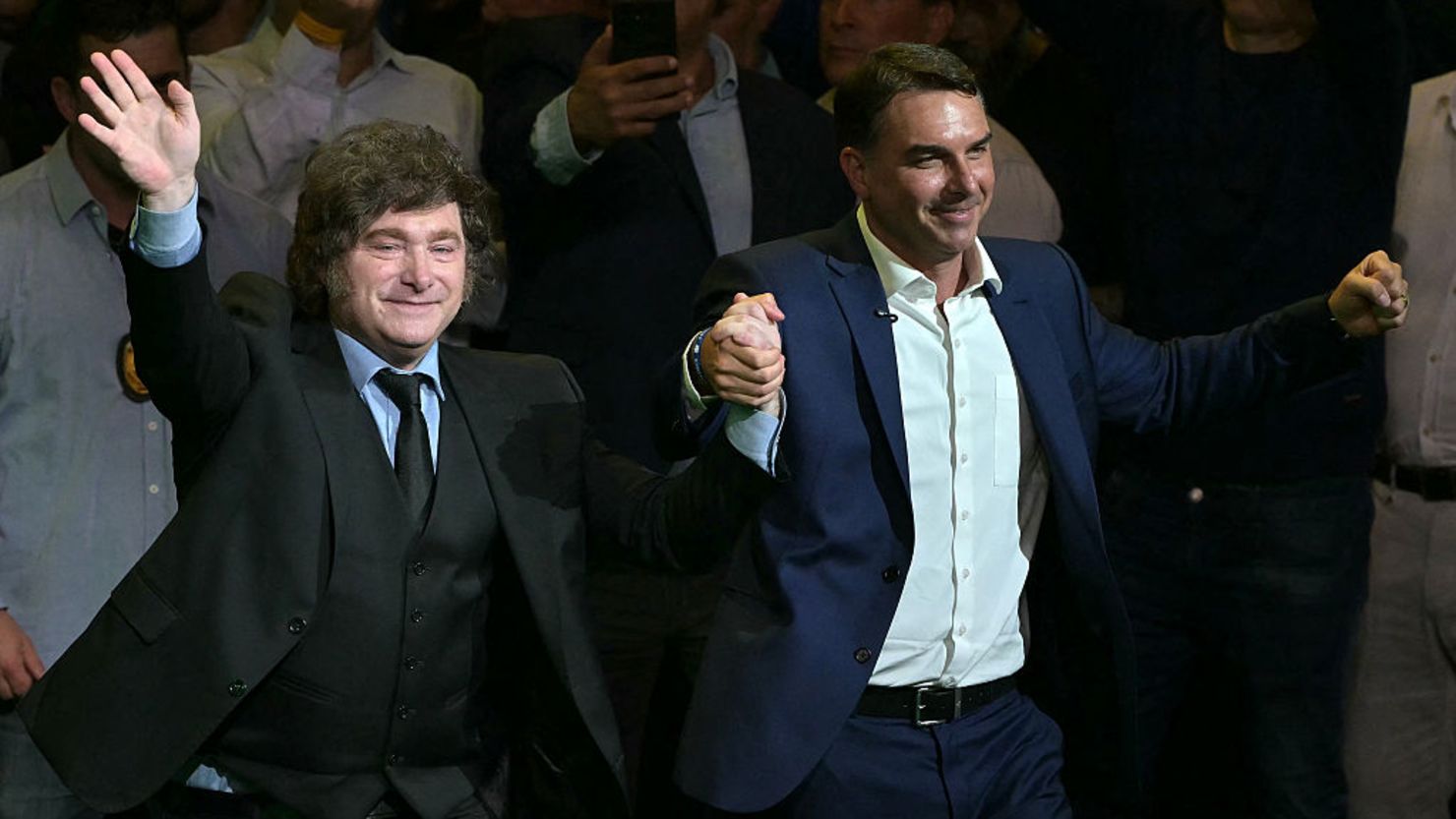 Milei y Flávio Bolsonaro