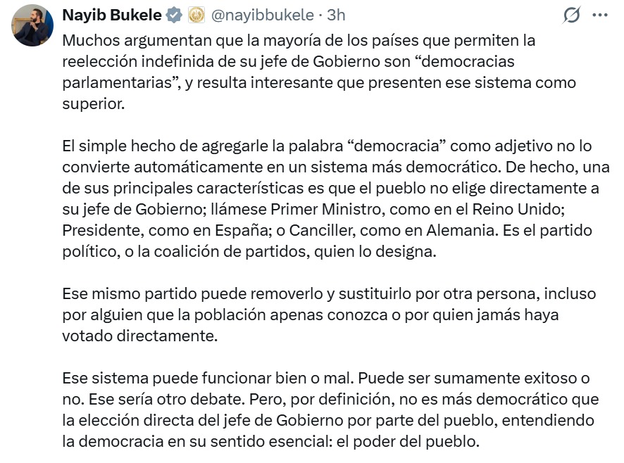 Nayib Bukele justifica reelección
