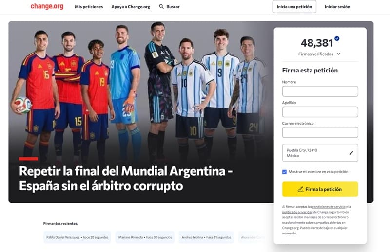 Petición para repetir juego de la final del Mundial
