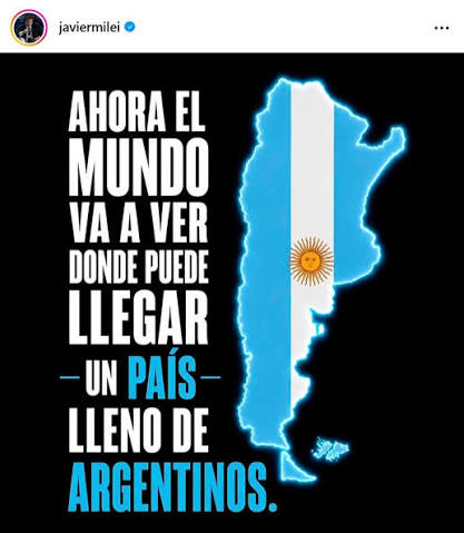 Publicación de Milei en Instagram