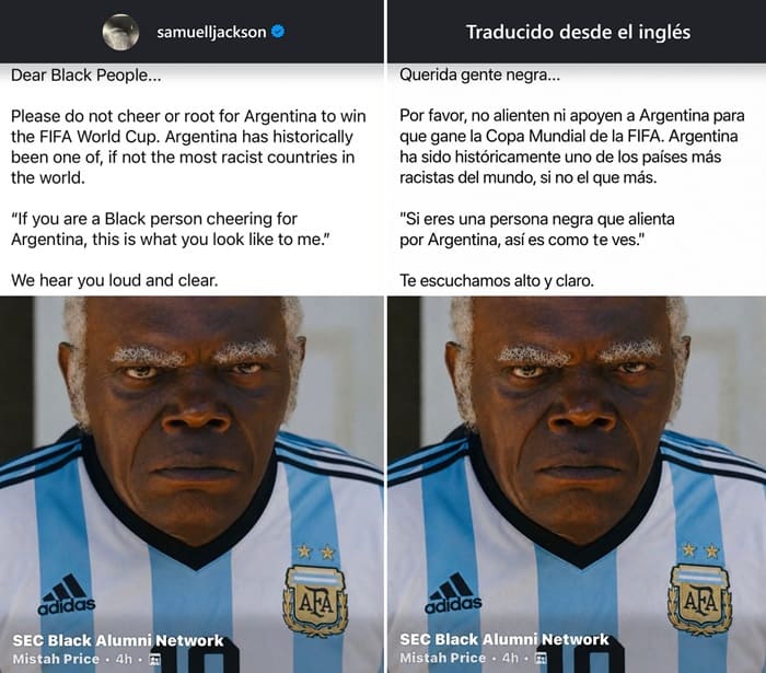 Samuel L. Jackson acusa racismo Argentina